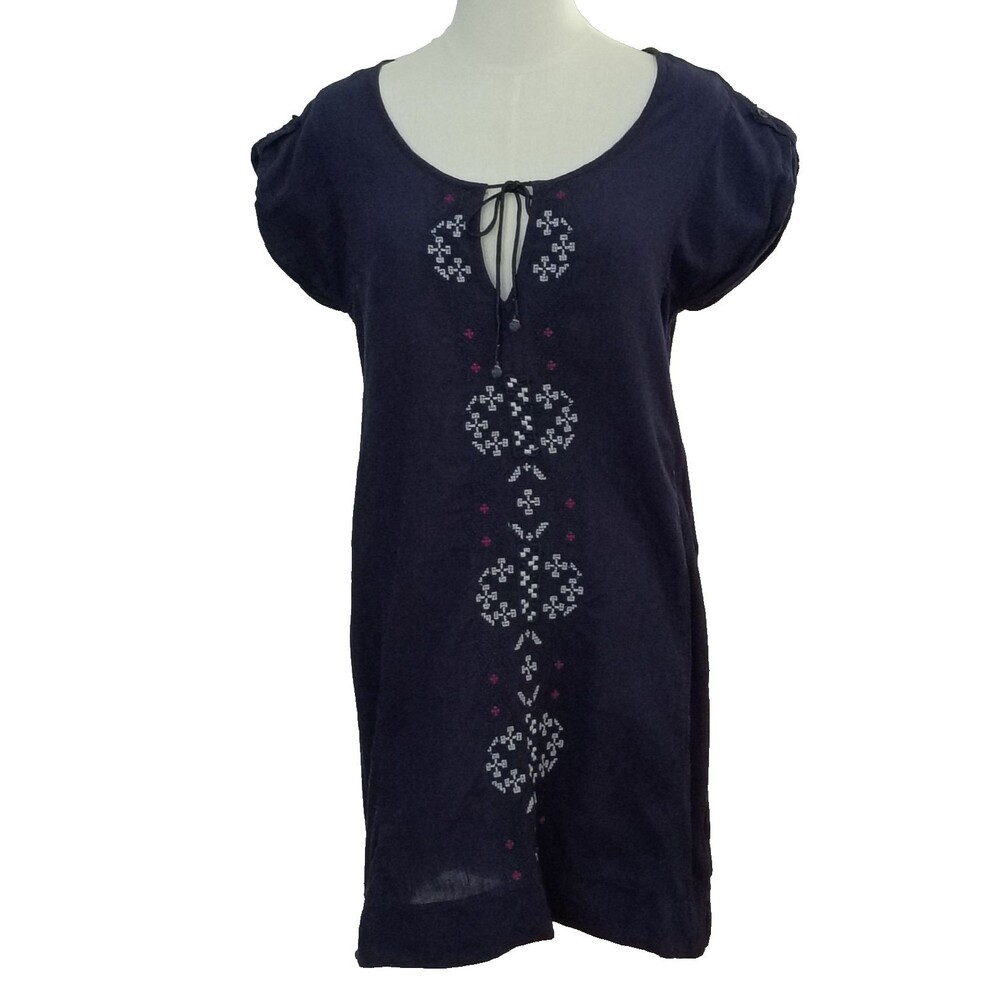 American Eagle Outfitters Blue Dress Cotton Blend Lightweight Short Sleeve Boho